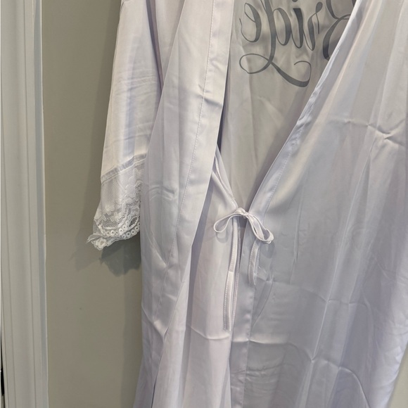 White Bridal Robe with Gold Script - Picture 3 of 7